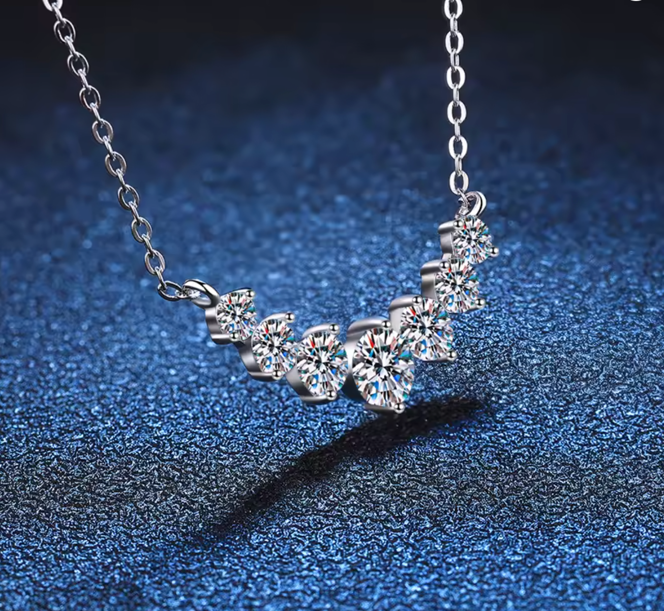 925 Sterling Silver Plated with 18K White Gold Moissanite Necklace for Women