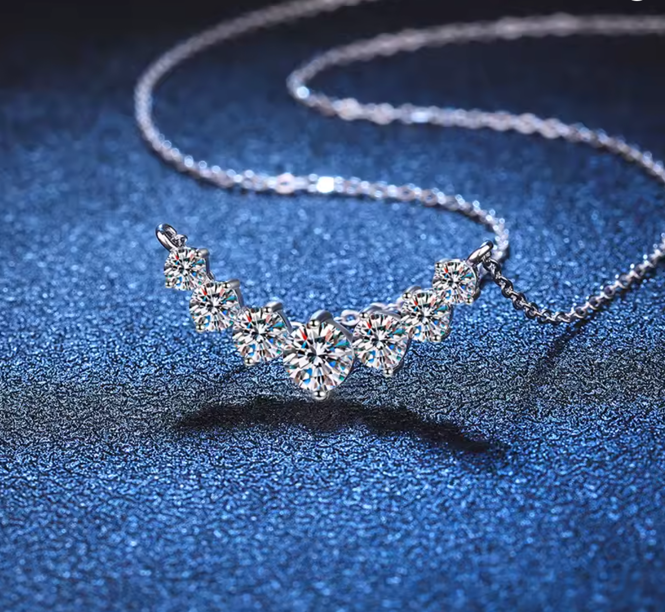 925 Sterling Silver Plated with 18K White Gold Moissanite Necklace for Women