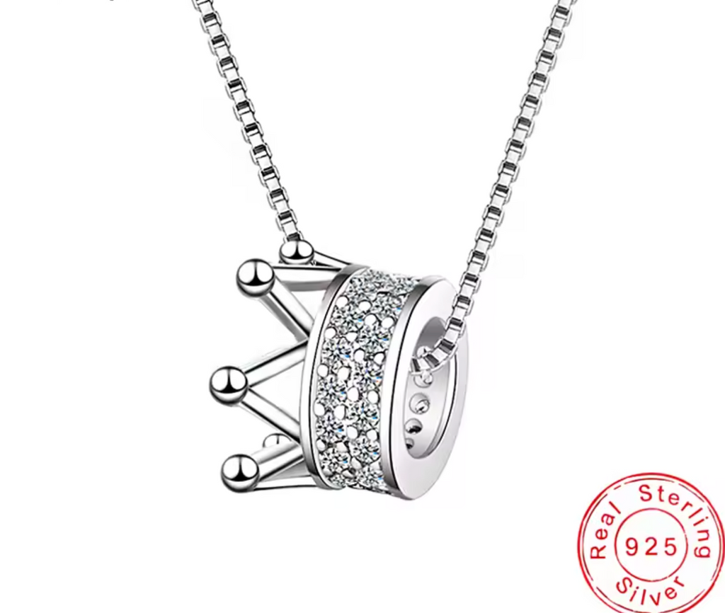 New Fashion 925 Sterling Silver Rotatable Crown CZ Pendant