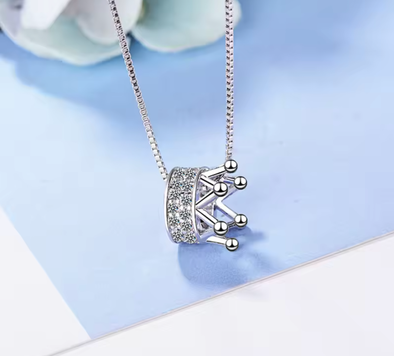 New Fashion 925 Sterling Silver Rotatable Crown CZ Pendant