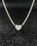 925 Sterling Silver Full Zircon Love Heart Necklace for Women