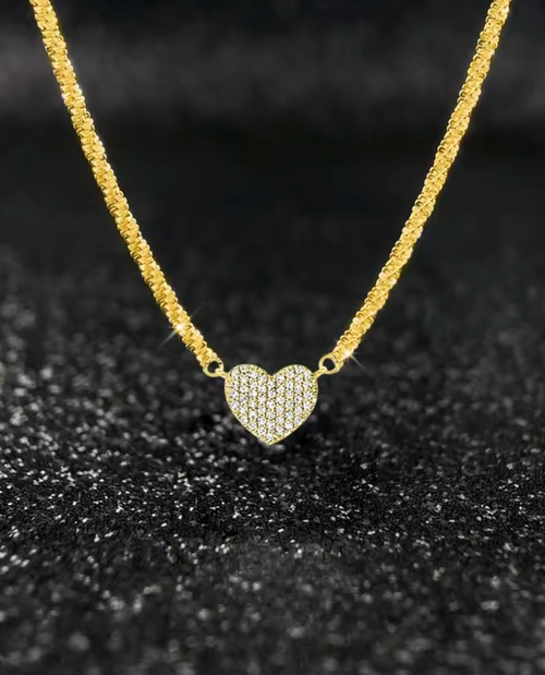 925 Sterling Silver Full Zircon Love Heart Necklace for Women