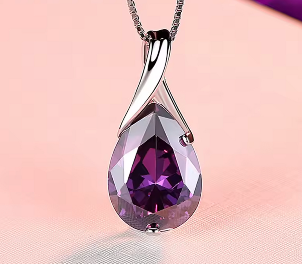 925 Sterling Silver Luxury Amethyst Pendant Necklace