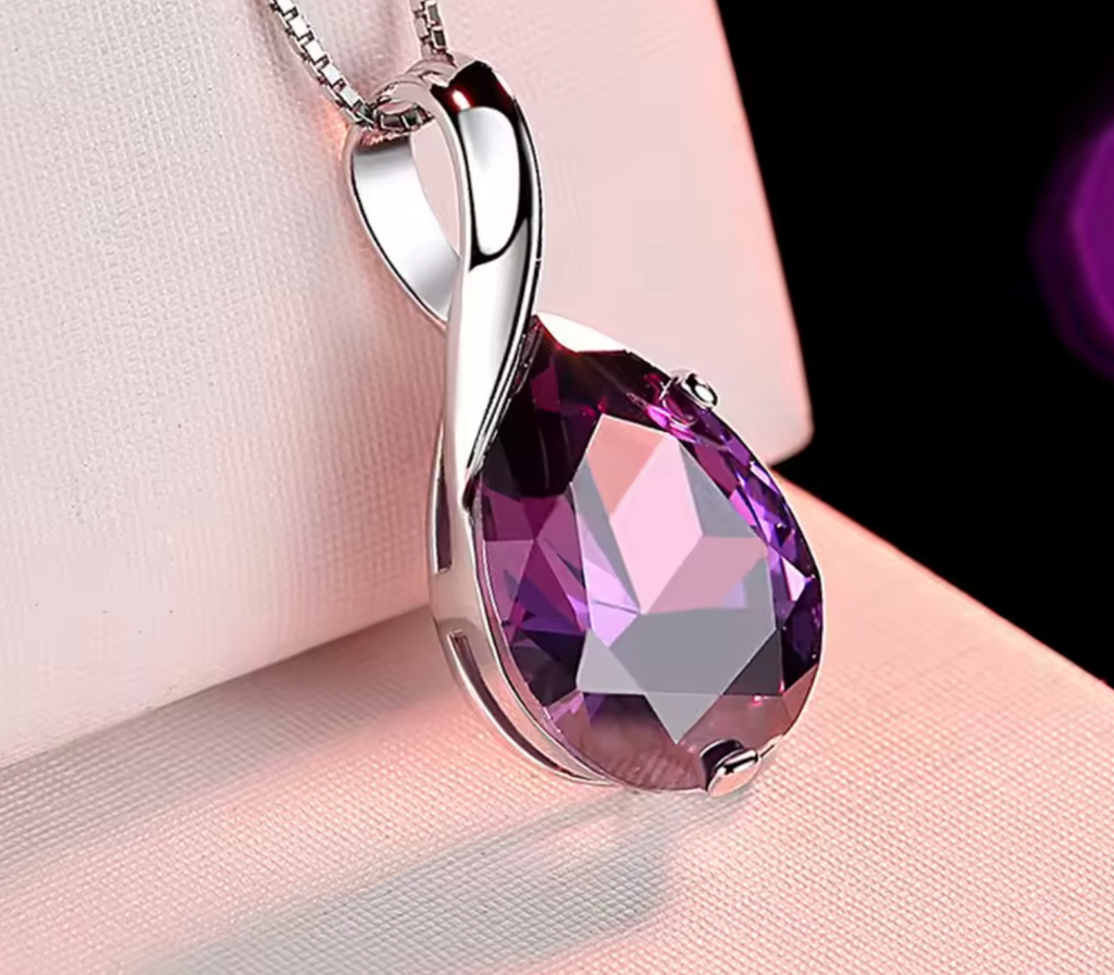 925 Sterling Silver Luxury Amethyst Pendant Necklace