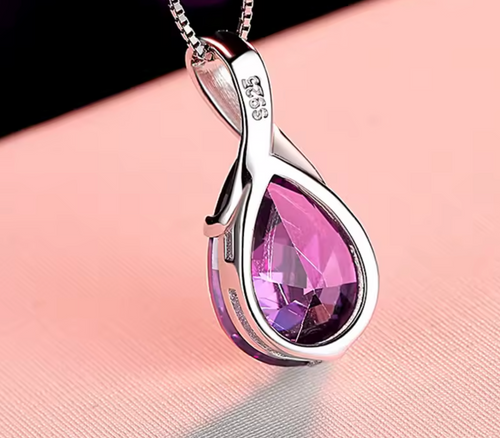 925 Sterling Silver Luxury Amethyst Pendant Necklace