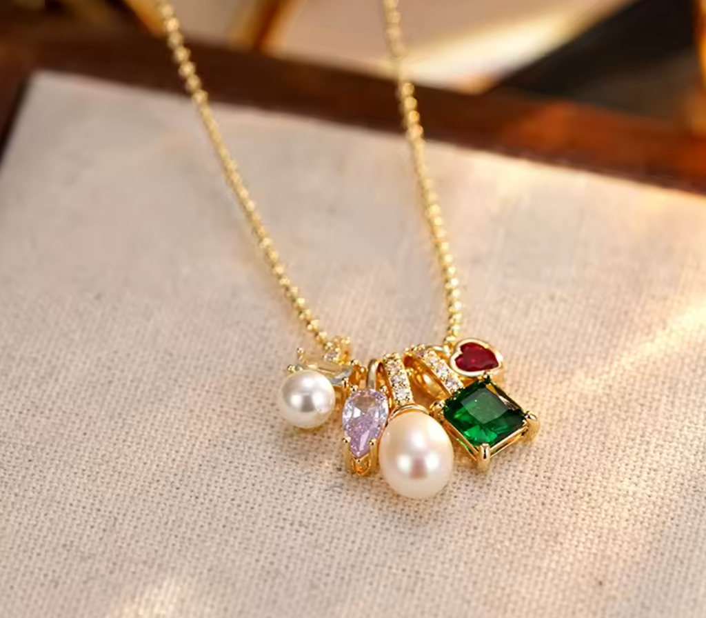 Colorful CZ & Freshwater Pearl Pendant Necklace
