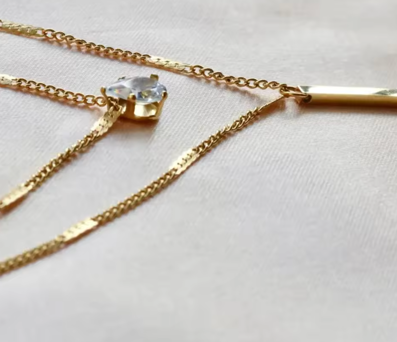 Double Layer Crystal Zircon Pendant Necklace for Women
