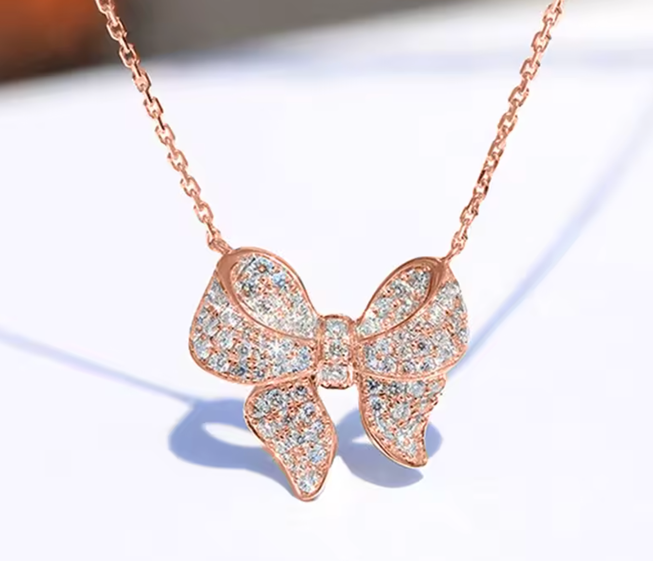 Huitan Bright Bow Pendant Necklace for Women
