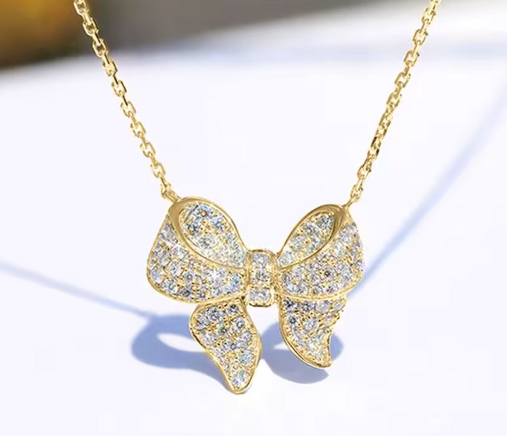 Huitan Bright Bow Pendant Necklace for Women