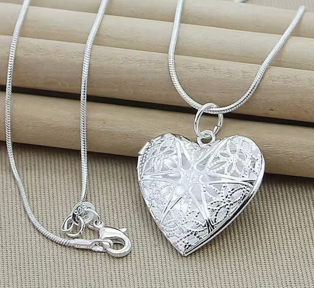 925 Sterling Silver Photo Frame Pendant Necklace for Women