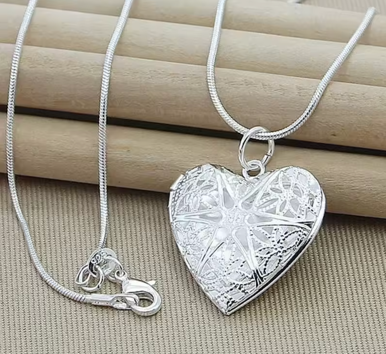 925 Sterling Silver Photo Frame Pendant Necklace for Women