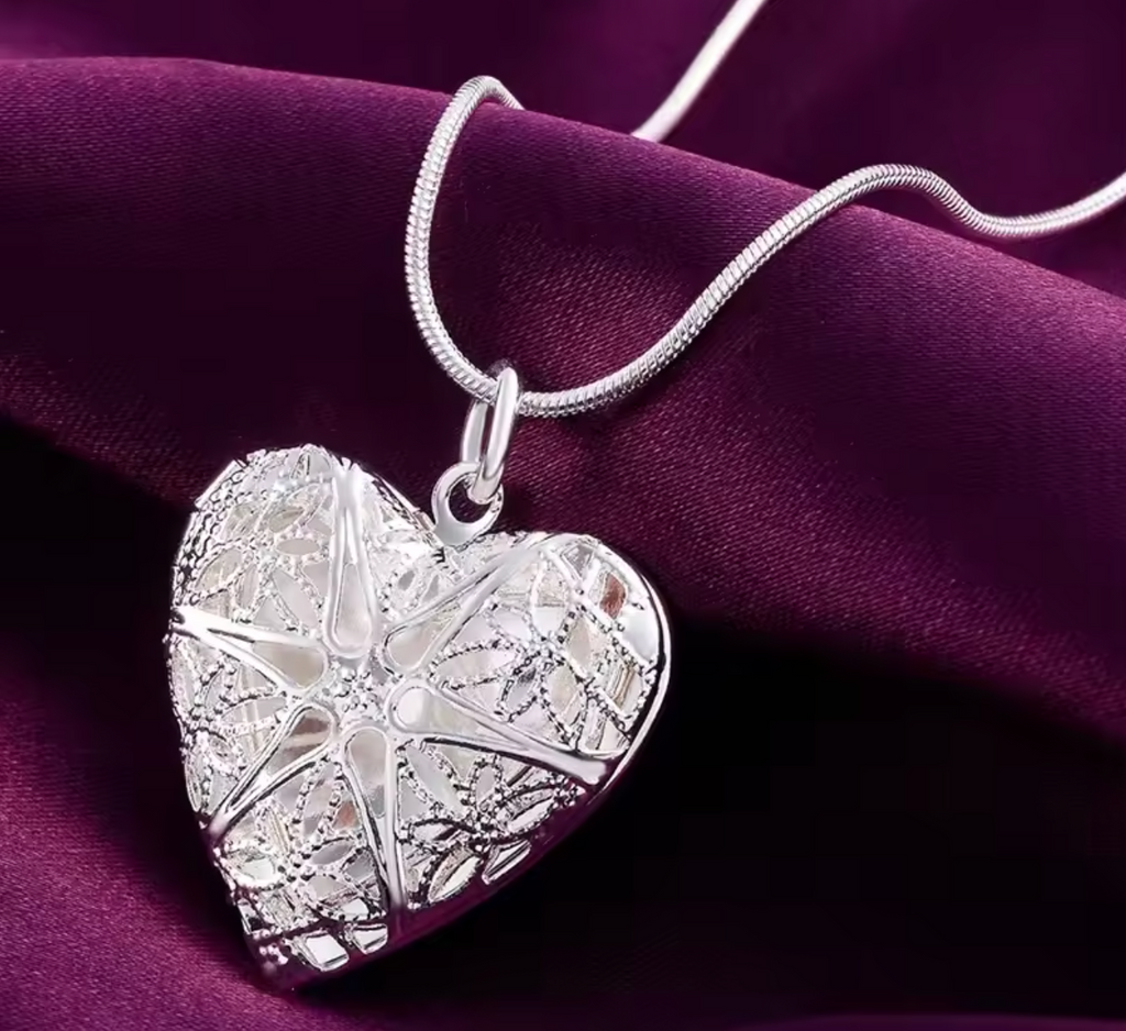 925 Sterling Silver Photo Frame Pendant Necklace for Women