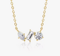 Three Stone Irregular Diamond-Style Necklace