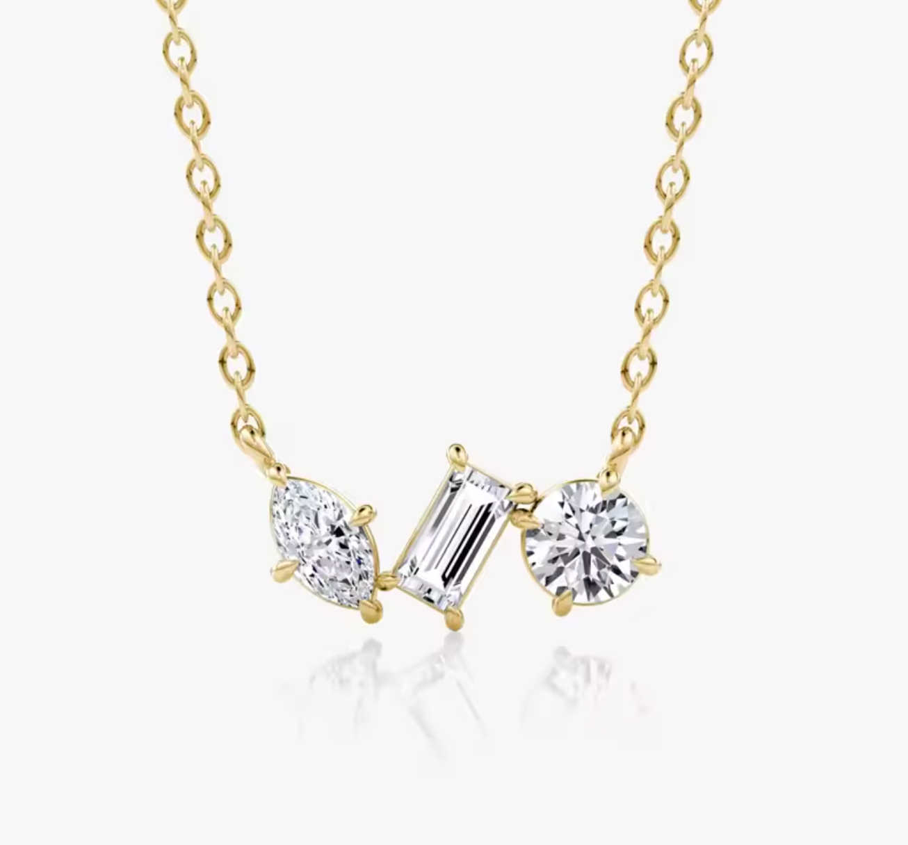 Three Stone Irregular Diamond-Style Necklace